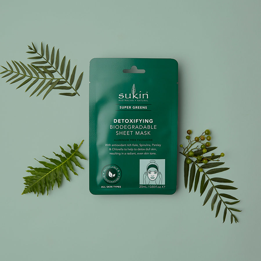 Sukin Super Greens Detoxifying Sheet Mask Sachet